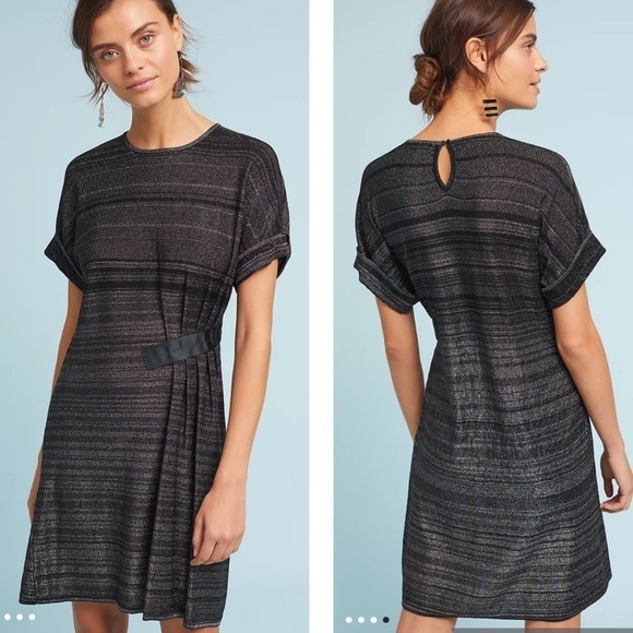 Anthropologie Dresses & Skirts - Anthropologie Toby Striped Metallic Dress XS Intropia Black